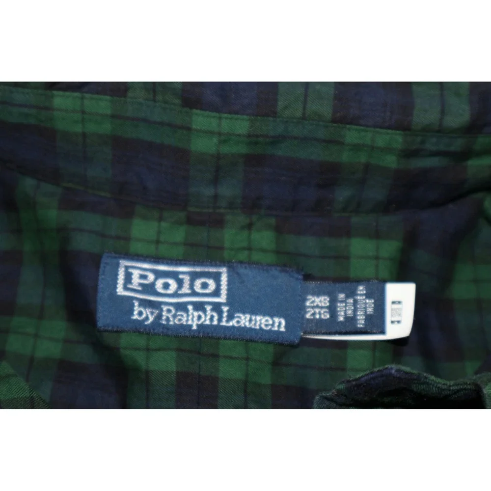 Polo Ralph Lauren Button Down Shirt Mens 2XB BIG Green Blue Blackwatch Plaid